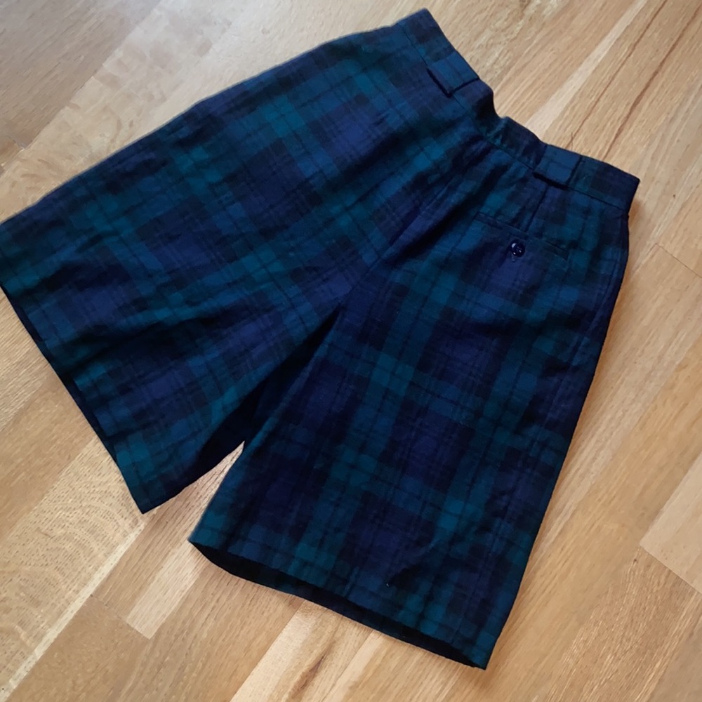 Vintage 100% Merino Wool Tartan Plaid Trouser Shorts Bulgarian Preppy Old Money - Picture 2 of 16
